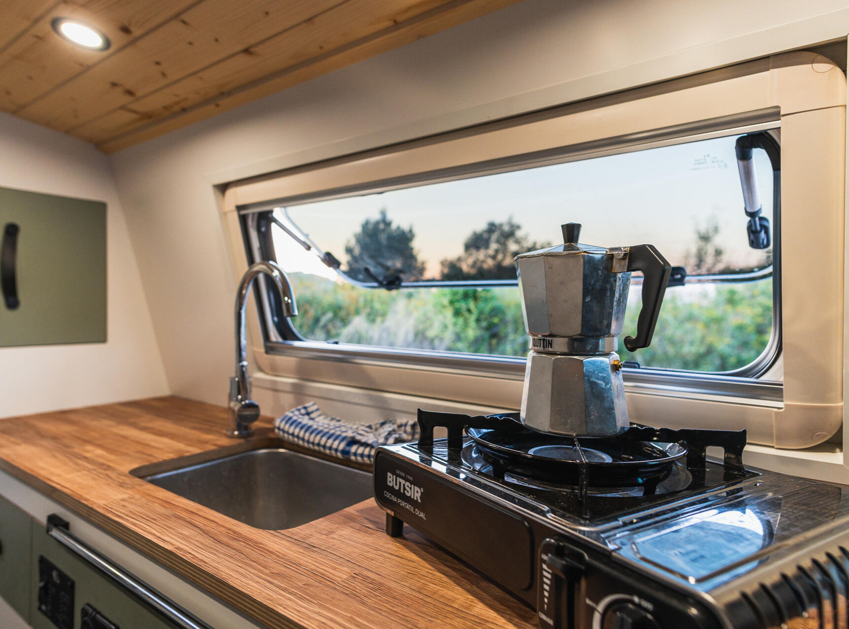 Making Coffee in a Camper Van Making Coffee in a Camper Van